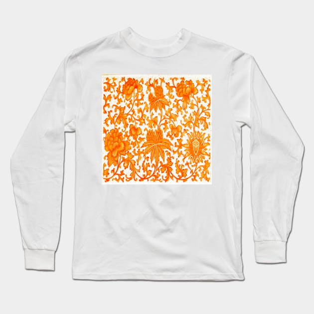 yellow main color printed images that are based on vintage floral and geometric motifs, can be used in decorating fabrics and coverings in fashion Long Sleeve T-Shirt by Marccelus